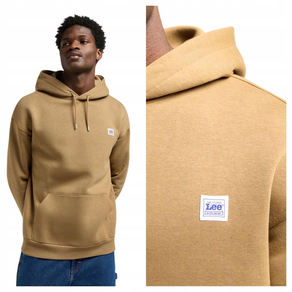 Lee | WW Herren-Hoodie, dunkelkhaki, Baumwolle, klassische Größe M