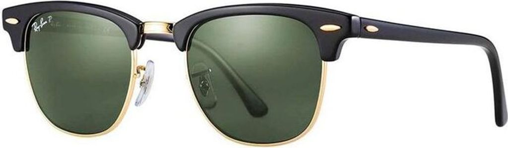 Ray-Ban CLUBMASTER CLASSIC, Erwachsener, Uni, Quadratisch, Schwarz, Polarisierte Linse, Azetat