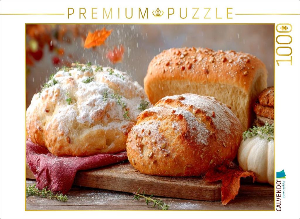 CALVENDO Puzzle Im Herbst lockt das Kürbis- und das Roggenbrot | 1000 Teile Lege-Größe 64x48cm Foto-Puzzle für glückliche Stunden