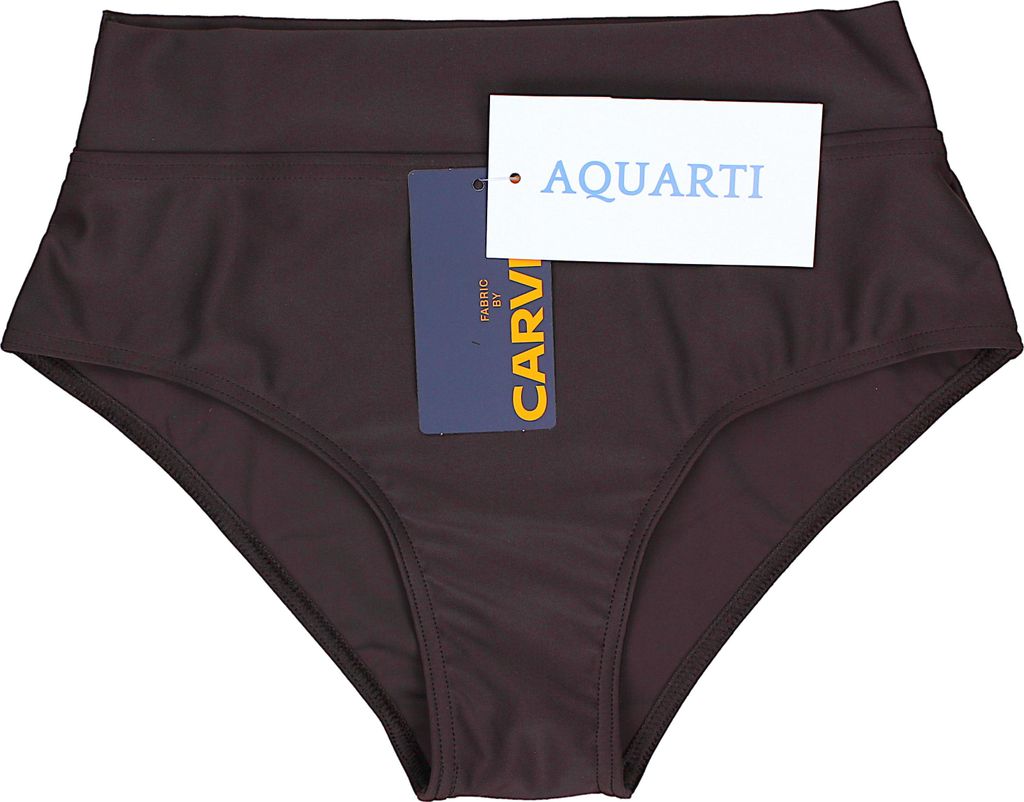 Aquarti Bikinihose Damen mit Hohem Bund, Farbe: Braun, Größe: 36