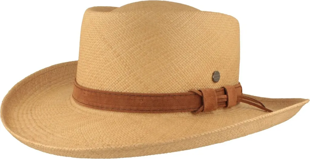 Chapeau Panama Anti-UV 50+ en Paille Naturelle et Finition Cuir Noble