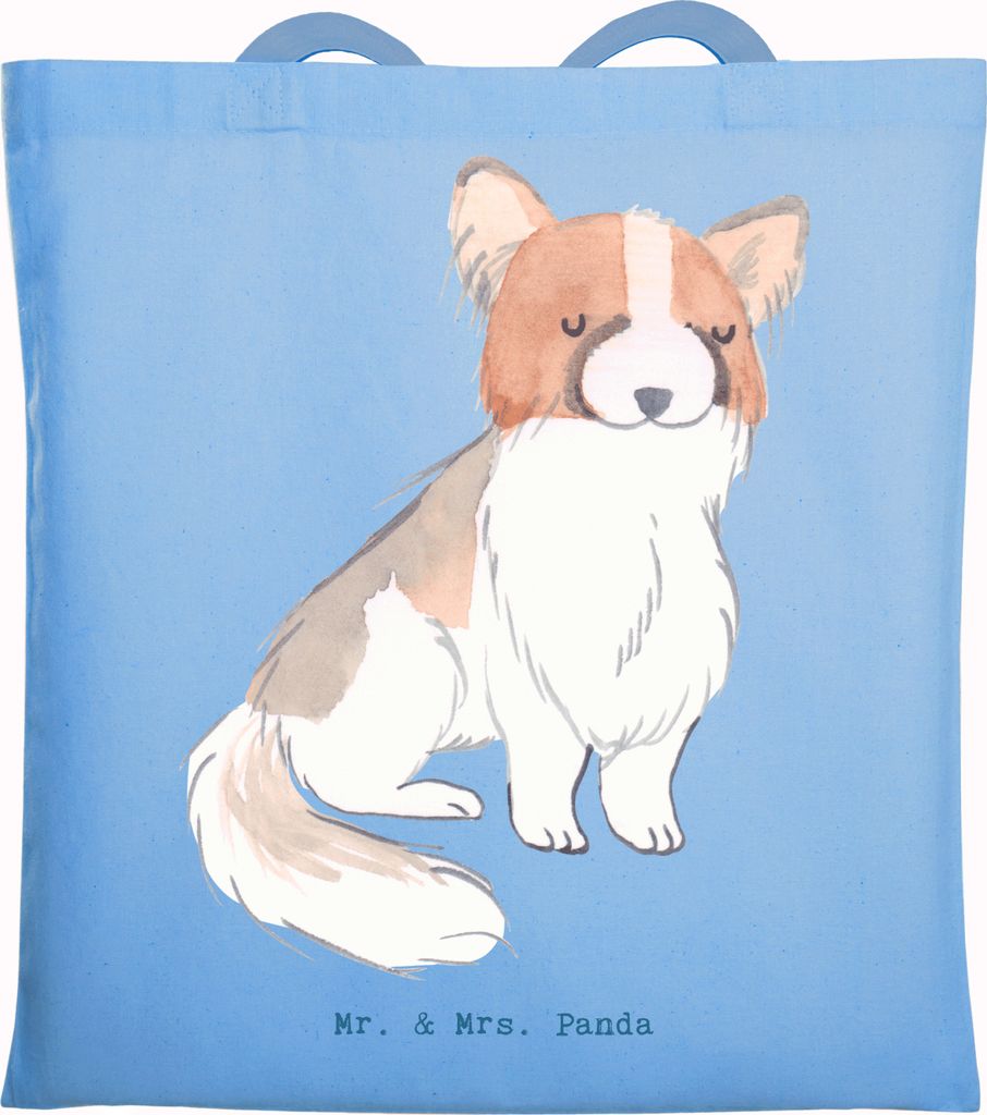 Mr. & Mrs. Panda Tote Bag Papillon Moment - Sky Blue - Geschenk, Beutel, Schultasche, Tasche, Einkaufstasche, Stoffbeutel, canvas, Kontinentaler Zw...