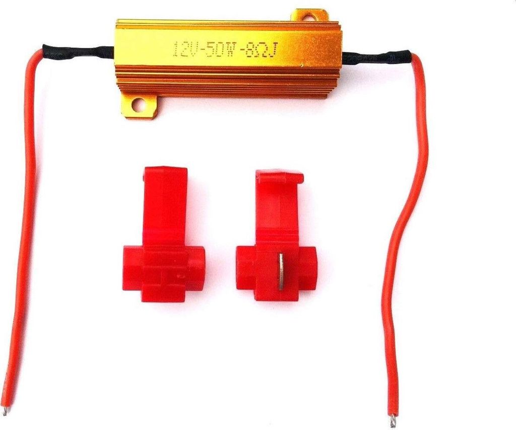 2x Widerstände 12V 50W 8? Ohm Lastwiderstand & Kabelklemmen für LED Rückleuchte