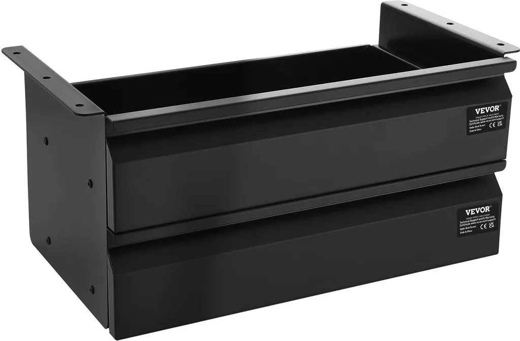 Rangement sous bureau suspendu en métal noir avec double compartiment - 11