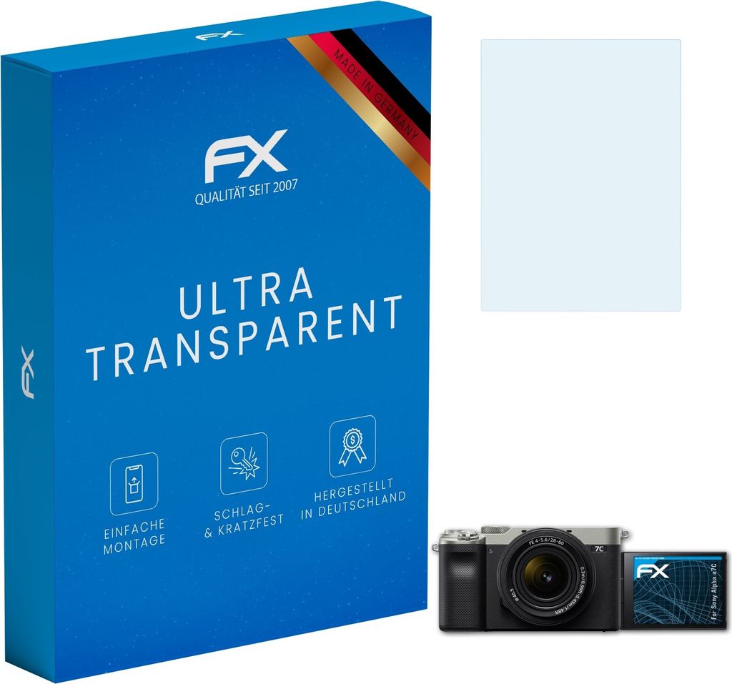 atFoliX FX-Clear 3x Schutzfolie kompatibel mit Sony Alpha a7C Displayschutzfolie