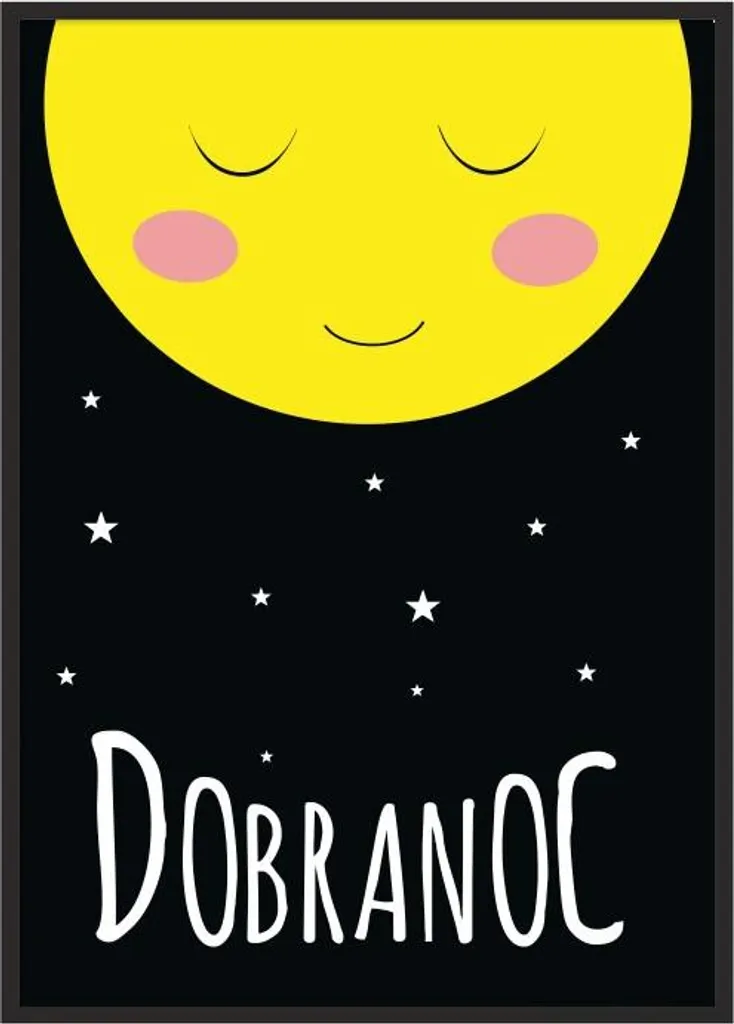 Affiche encadrée Bonne nuit P104 - Cadre déco mural 53x73 cm bois noir