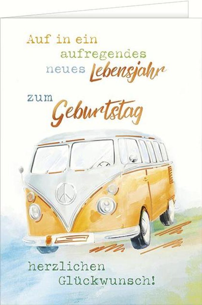 Geburtstag große A4 XXL Karte mit Umschlag Zum Geburtstag Bus Camper Auf in ein aufregendes neues Lebensjahr