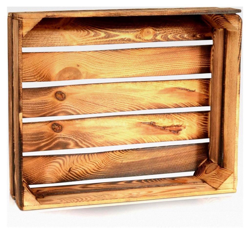 Geflammte Obstkiste - 50x40x15cm Holzkiste Weinkiste Apfelkiste Dekokiste