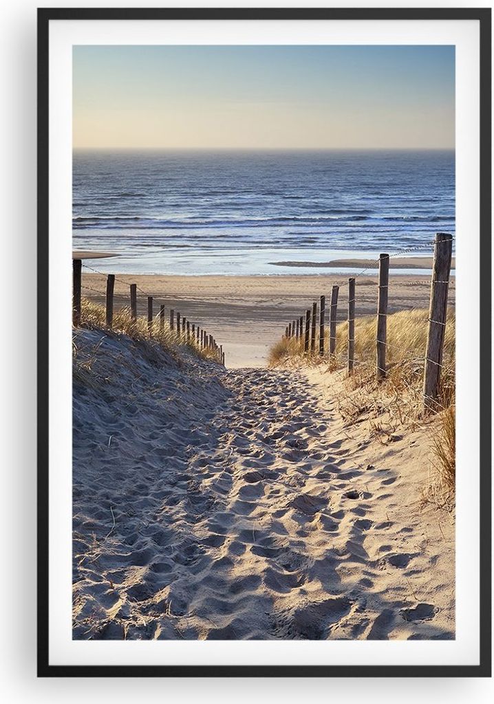 Gerahmtes Poster - Schwarzer Rahmen - Meer Strand Düne - 61x91,5 cm - Wand Bild - Wanddeko - Wandbilder - Kunstposter - Wandposter - Bilderrahmen ...