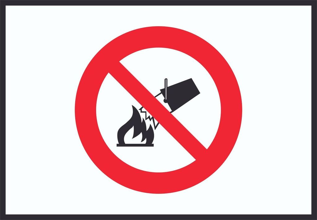 Mit Wasser löschen verboten Symbol Schild A2 (420x594mm)