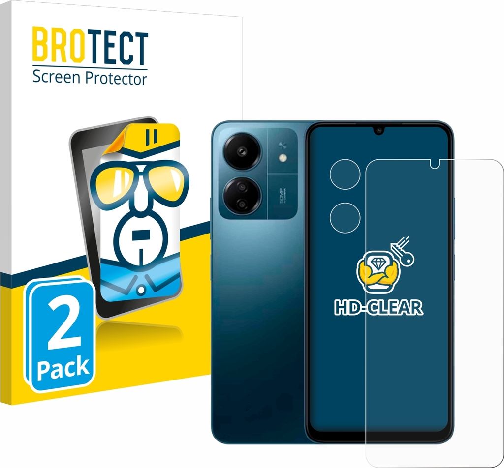 2x Für Xiaomi Redmi 13C (Display+Kamera) Schutzfolie BROTECT Displayschutz Display Schutz Folie Klar Transparent