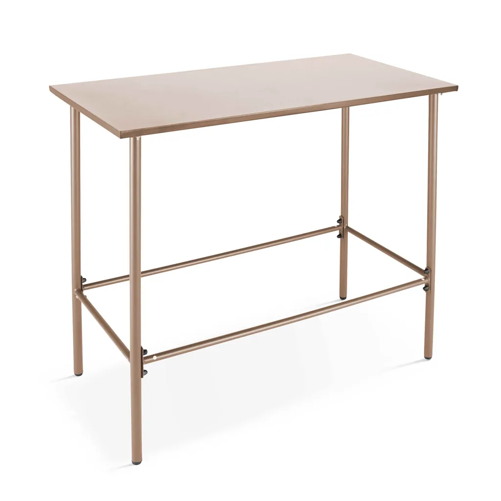 Table haute de bar 120 cm taupe idéale pour repas et apéros de jardin