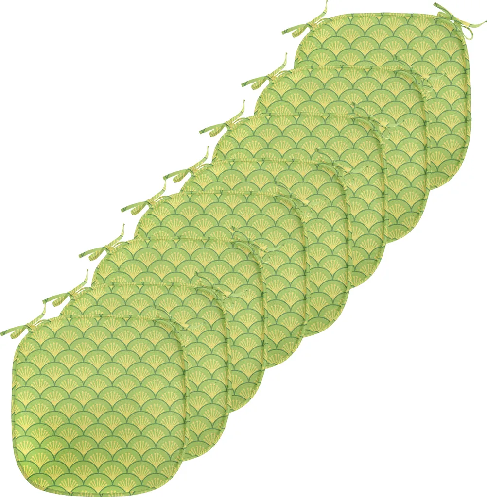 Lot de 8 Coussins de Chaise Verts Motifs Floraux Japonais 40x40 cm