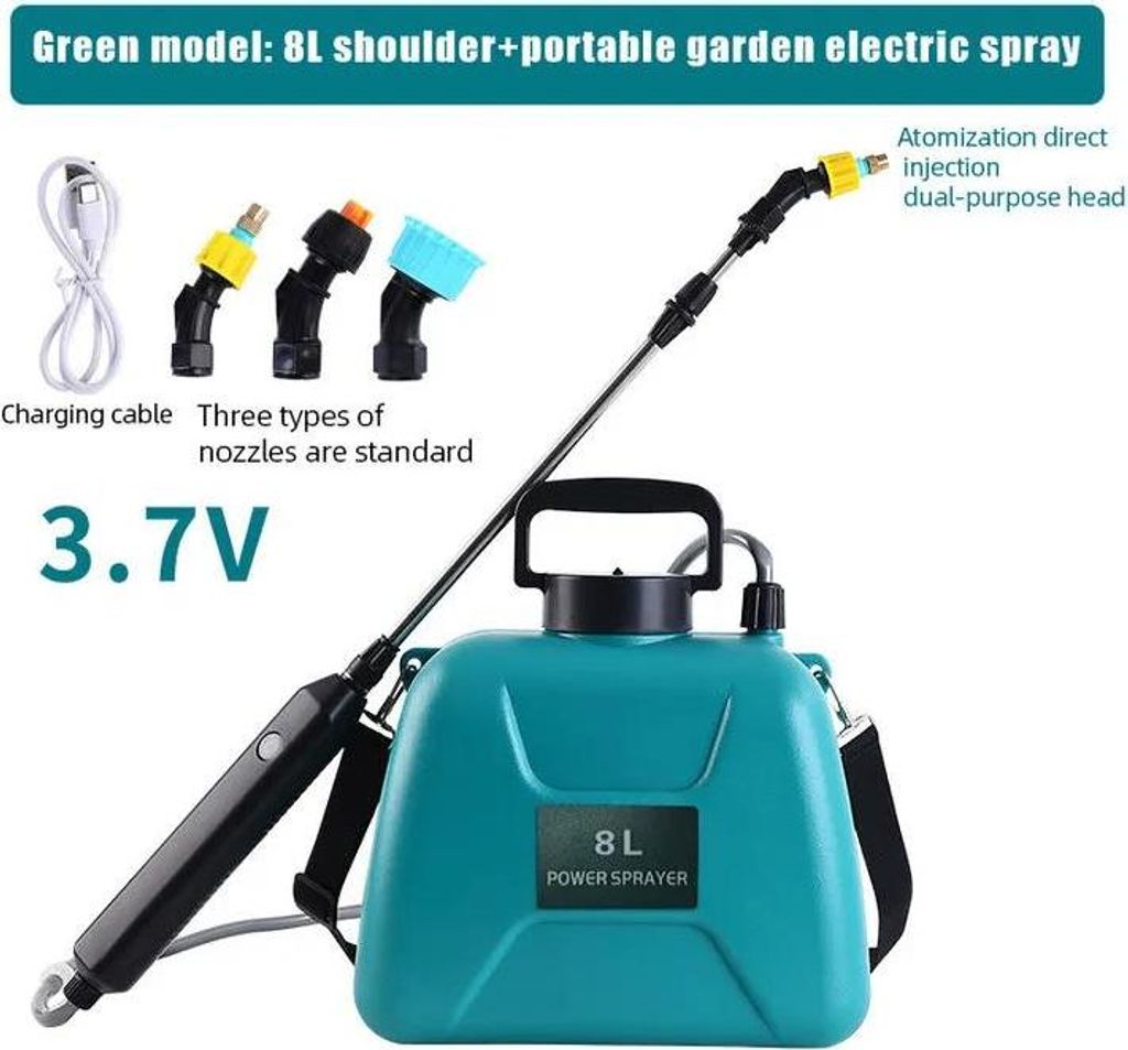 Gartenspritze - Drucksprüher - 8 l - Manuelle Pumpe - Kunststofftank - Tragbar - Für Garten und Schädlingsbekämpfung