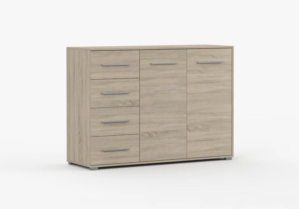 Kommode LOUI X 02 1D4S Sideboard mit 4 Schubladen und 2 Türen, Wohnzimmerschrank Schlafzimmer Flur Sonoma Eiche