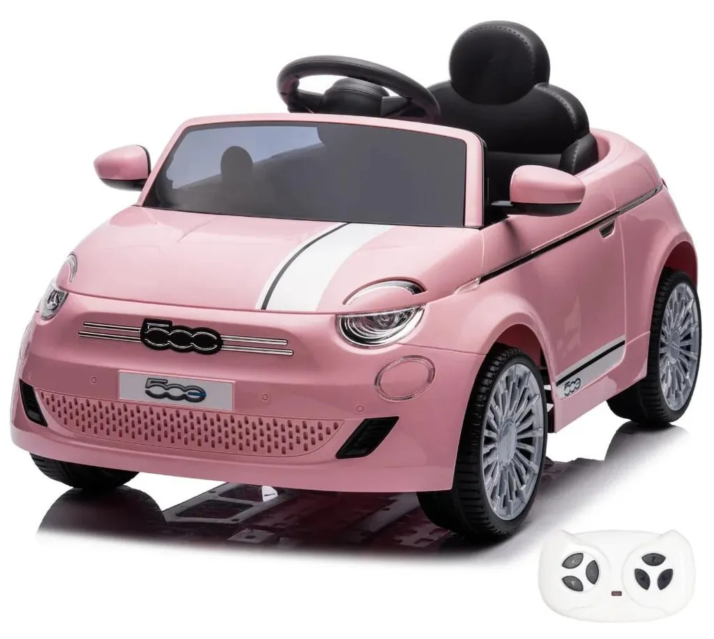Voiture Électrique Enfant Fiat 500e Rose - Véhicule à Batterie 12 Volts