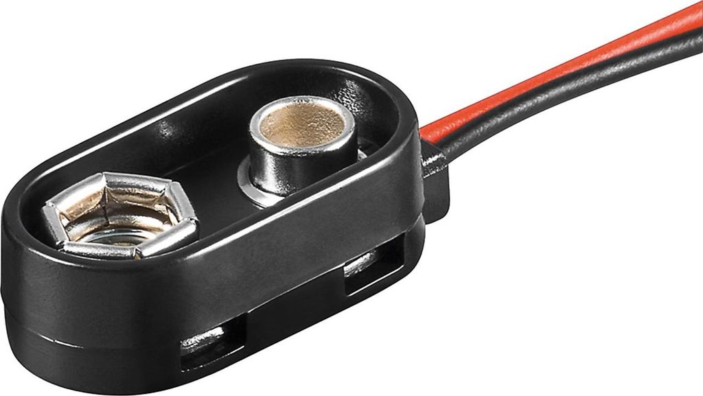 Goobay 1x 9V Block Batteriehalter - lose Kabelenden, wasserabweisend