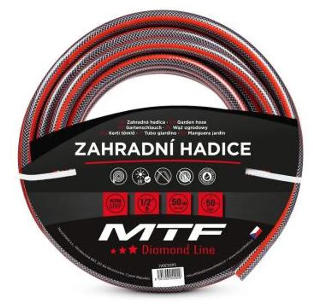 Tuyau d'arrosage renforcé MTF Diamond Line rouge 19mm en 50 mètres