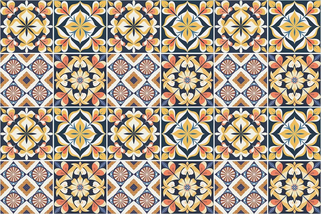 Fliesenaufkleber 20 x 20 cm – 24 Stück – Selbstklebend – Wasserfest – Pflegeleicht – Hitzebeständig – Für Küche & Bad – Marokkani...