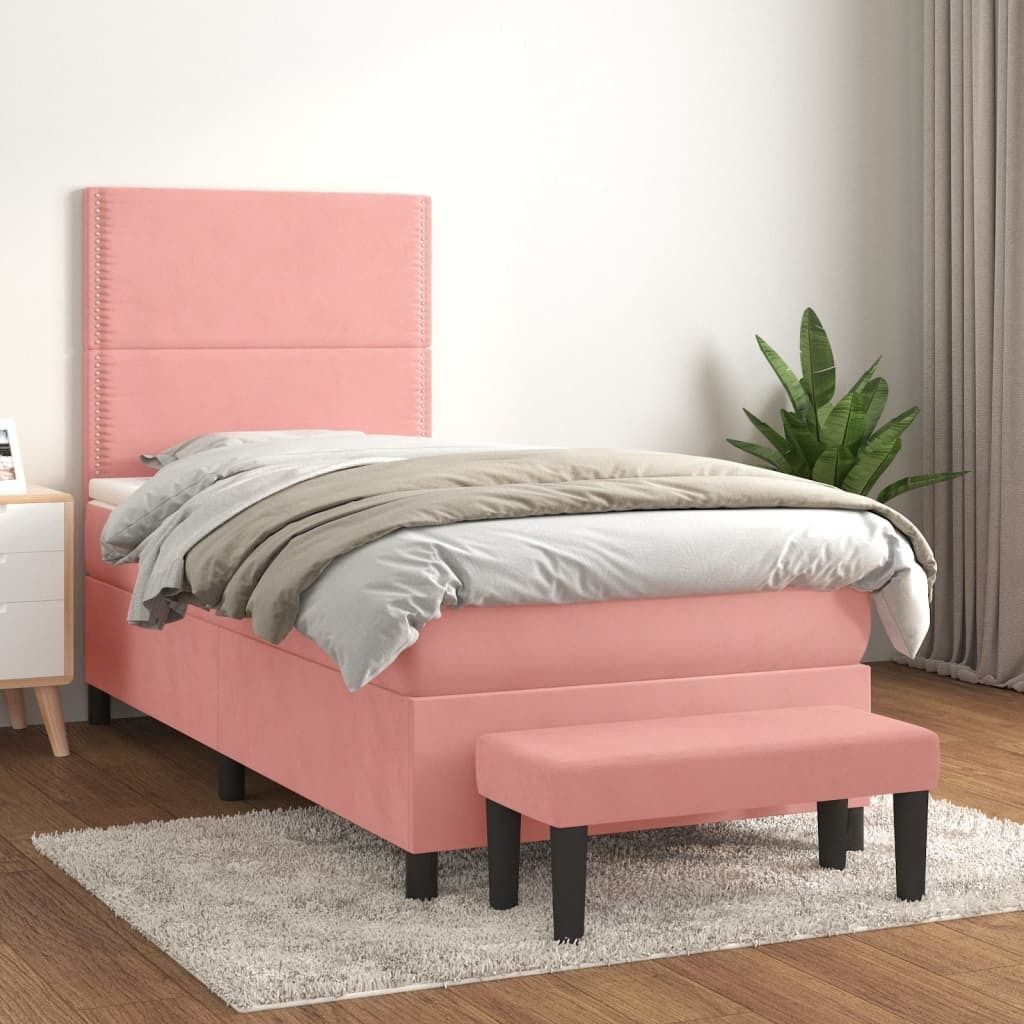 Maison Exclusive - Boxspringbett mit Matratze Rosa 90x200 cm Samt
