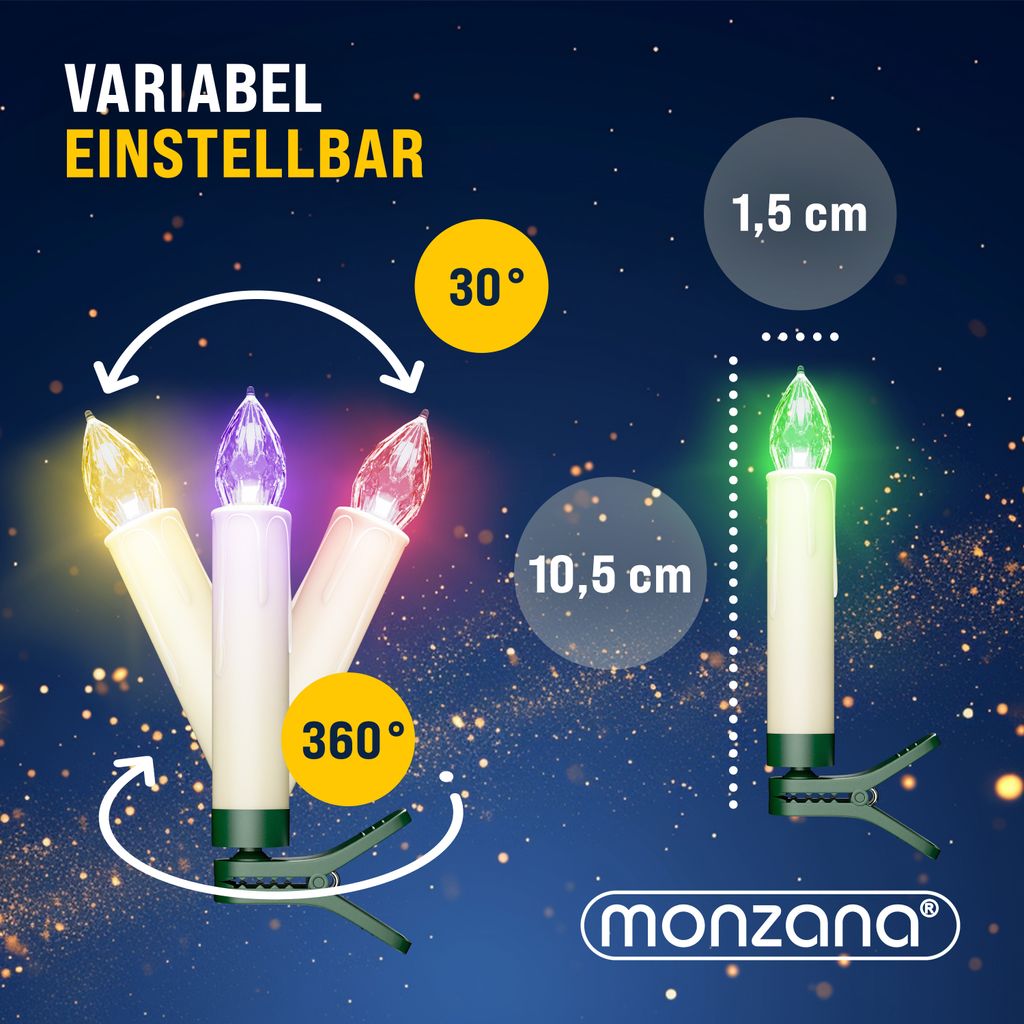 DEUBA® LED Weihnachtsbaumkerzen Kabellos 20er Set Bunt mit Produktbild 8