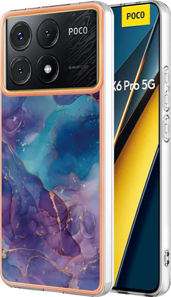 Custodia per Xiaomi Poco X6 Pro/Redmi K70E, custodia in silicone TPU a fantasia, paraurti antiurto Blu scuro