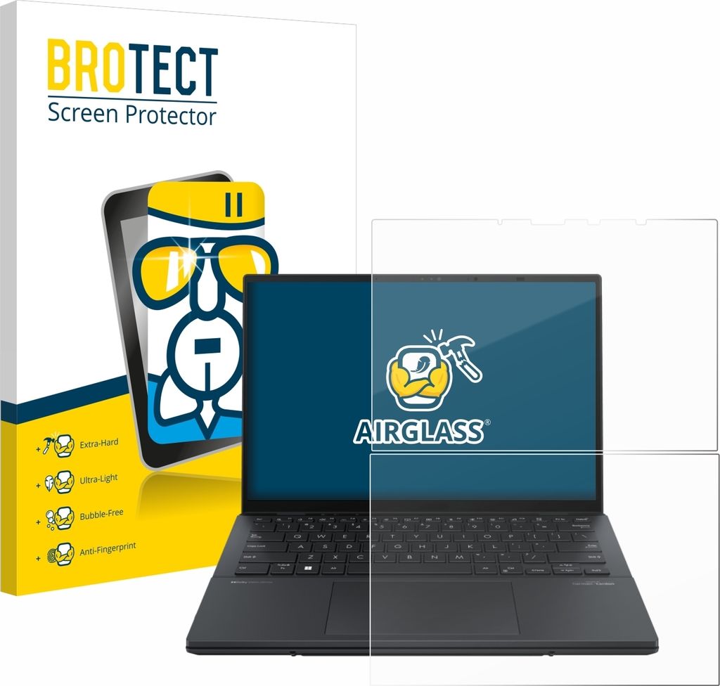 BROTECT Schutzglas für ASUS ZenBook Duo OLED 2024 UX8406 Schutzfolie Panzer Folie Glas Display Schutz klar