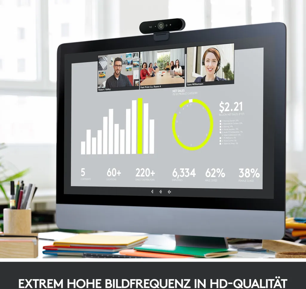 Webcam 4K Logitech BRIO Stream Edition pour Streaming et Visioconférence - 34