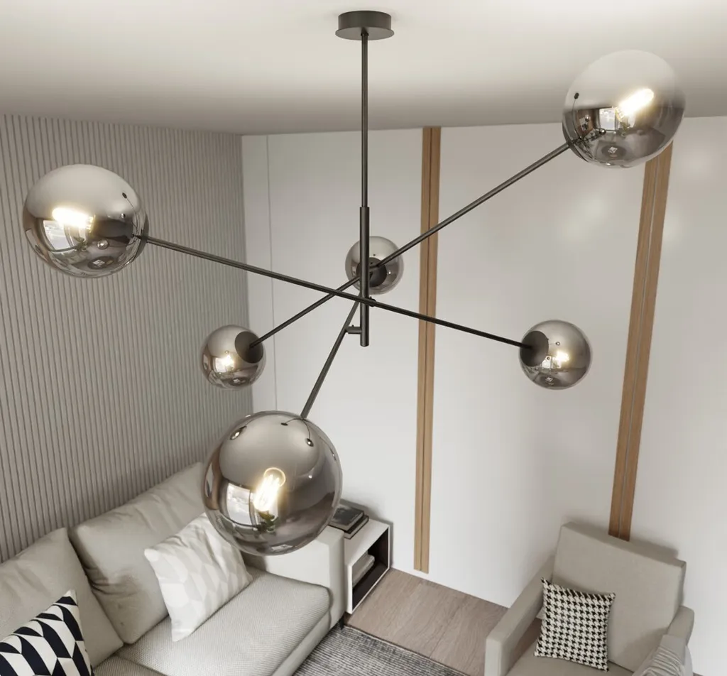 Lustre Emibig LINEAR 6 BLACK/GRAPHITE 1167/6 - Plafonnier 6xE14 40W Noir - 4