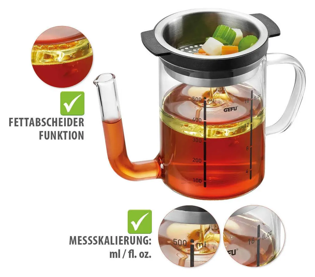 Gefu Separatore Grassi Design 21720 Vetro e Acciaio - 500ml - 7