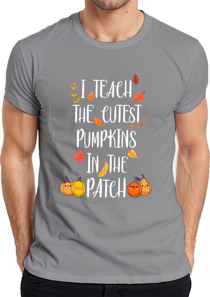 I Teach The Cutest Pumpkins In The Patch Lehrerin Geschenk Herbst Herren T-Shirt, Grau, XXL
