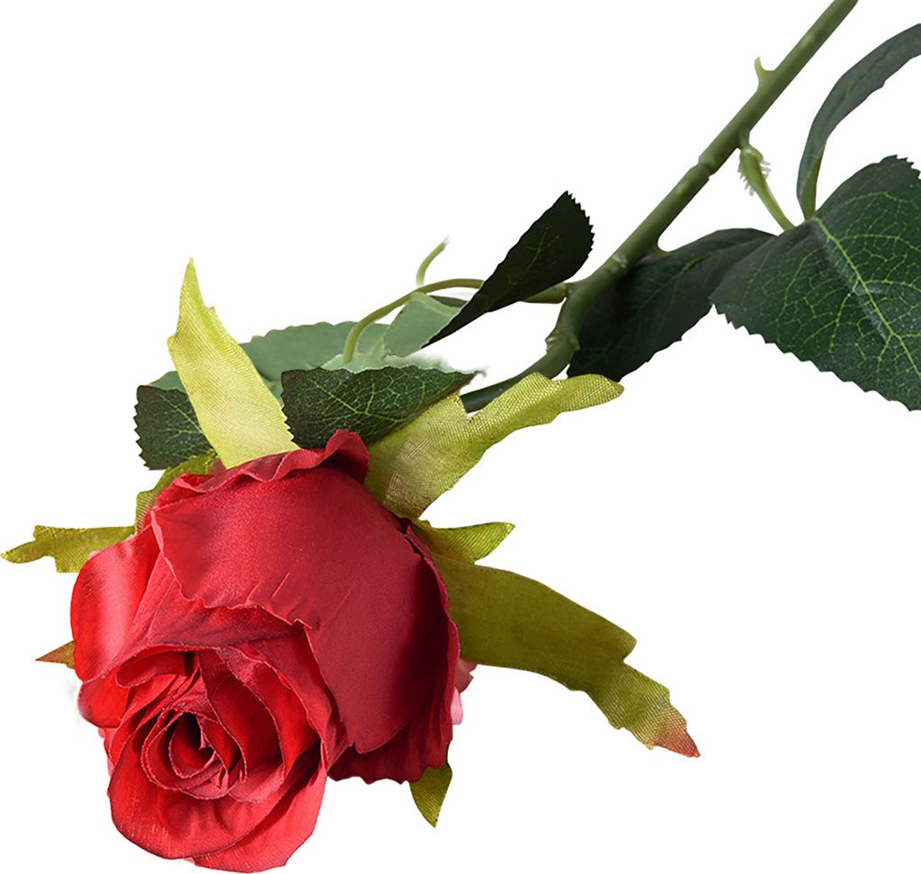 Künstlicher Rosenzweig mit Stiel, grüne Blätter, für Zuhause, Hochzeit, Party, Kunstblumen, Blumenarrangement, für drinnen und draußen, Garte...