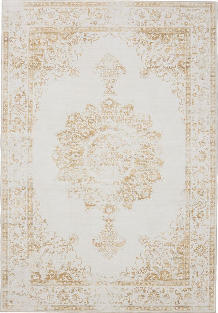 Waschbarer Teppich George Creme/Gelb 300x400 cm Wohnzimmer Rechteckig benuta