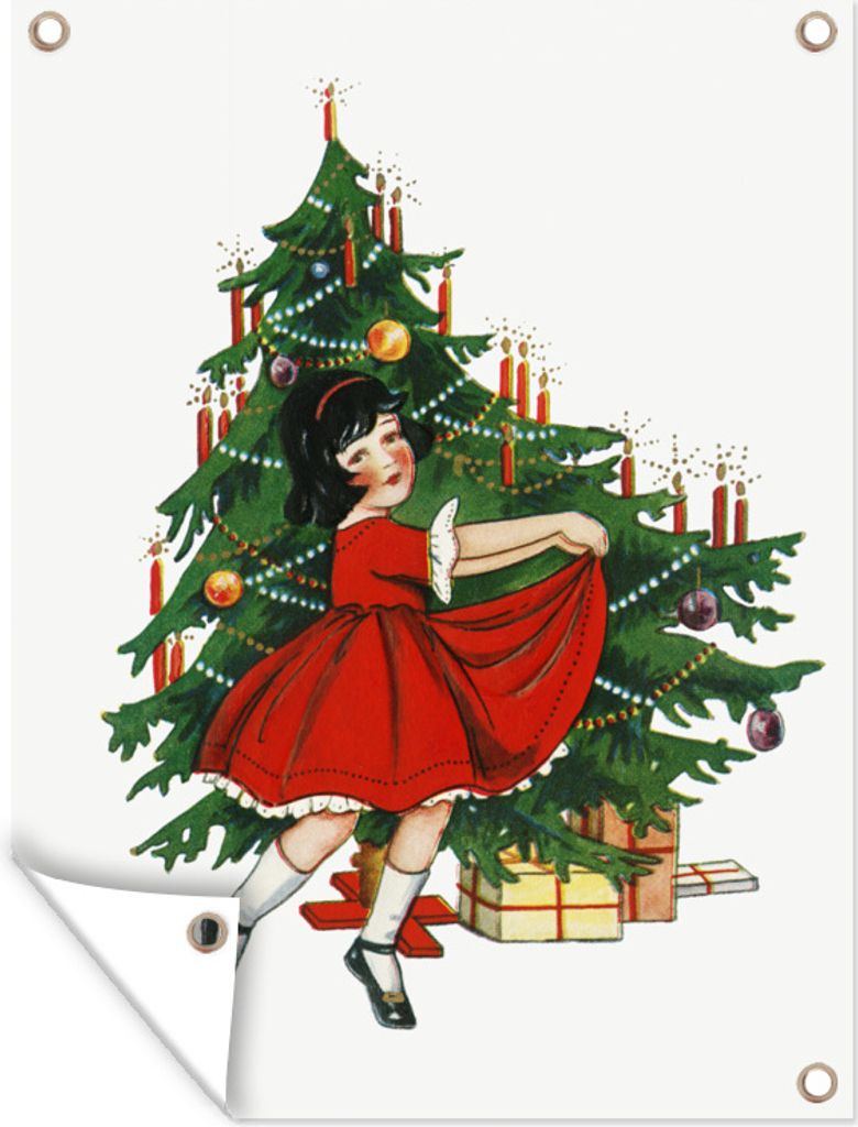 MuchoWow 60x80 cm Outdoor-Poster Gartendeko Sichtschutz Garten Poster für den Garten Weihnachtsbaum - Kunst - Weihnachtskugeln