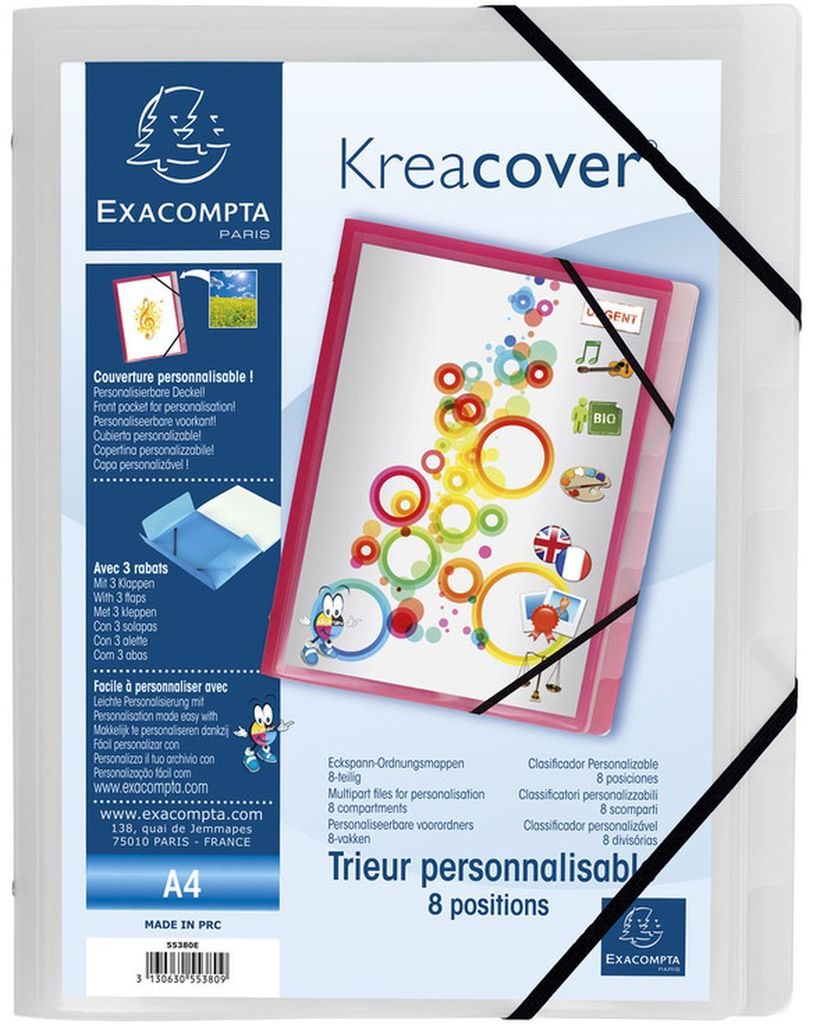 Exacompta Eckenmappe mit Clip 3 Klappen DIN A4 mit Möglichkeit der Personalisierung, diverse