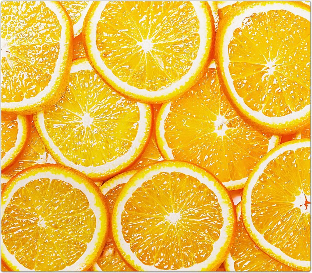 Spritzschutz Herdabdeckplatte Schneidebrett aus Glas Orangenschnitze 1-Teilig (60x52cm)