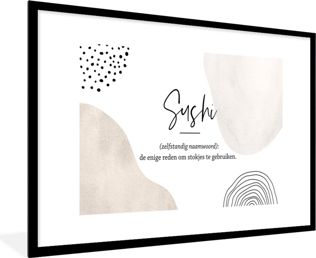 MuchoWow Gerahmtes Poster Sprichwörter - Sushi - Sushi definition - Zitate - Wörterbuch 90x60 cm - Poster mit Schwarzem Bilderrahmen Wandposter...