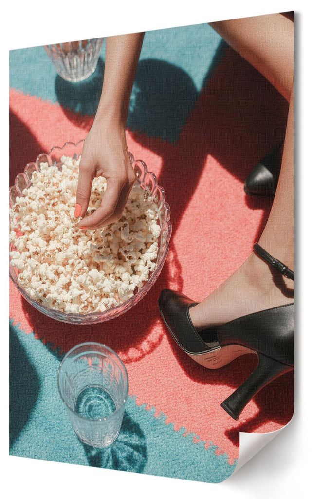 Retro-Popcorn- Kunstdruck A4 - Vintage, Retro, Romantisch- Wandbild für Wohnzimmer Schlafzimmer & Flur, Modernes Poster Wanddeko, Ungerahmt