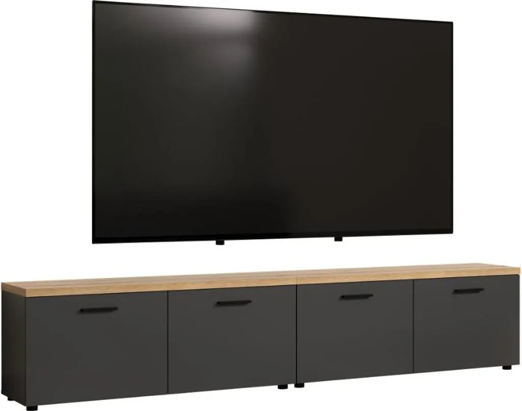 Meuble TV Design Chêne et Anthracite Baggio WO pour Salon Moderne 160 cm