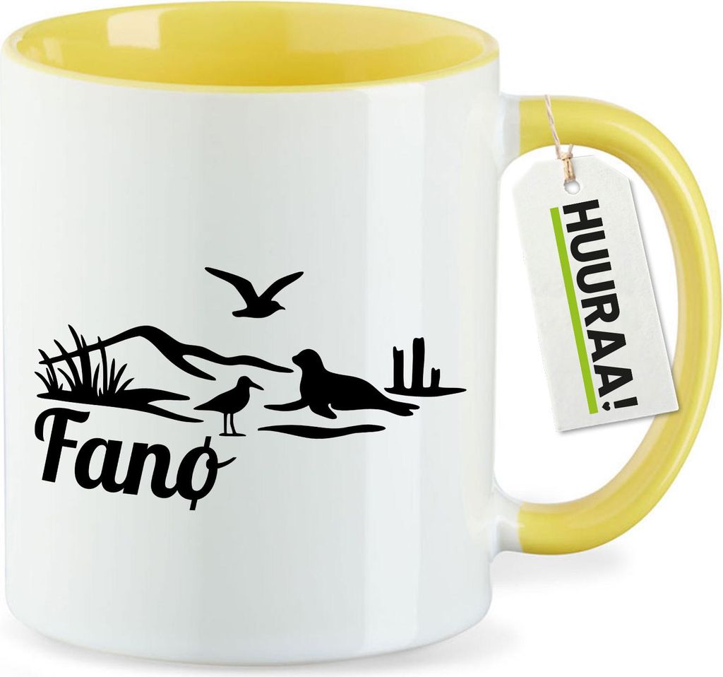Huuraa Kaffeetasse Fanø Dänemark 330ml Gelb Keramik Kaffeebecher Geschenkidee