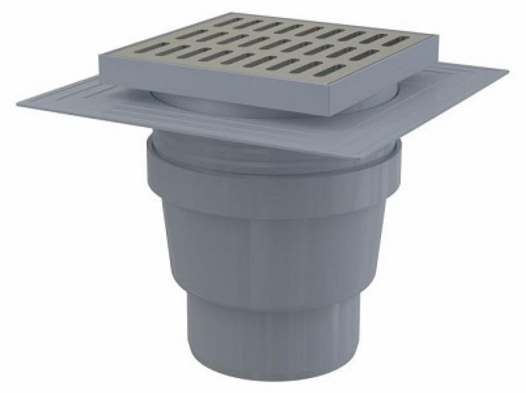 Podlahová vpusť priama DN110, mriežka nerez 150mm, vodná Obrázok produktu 