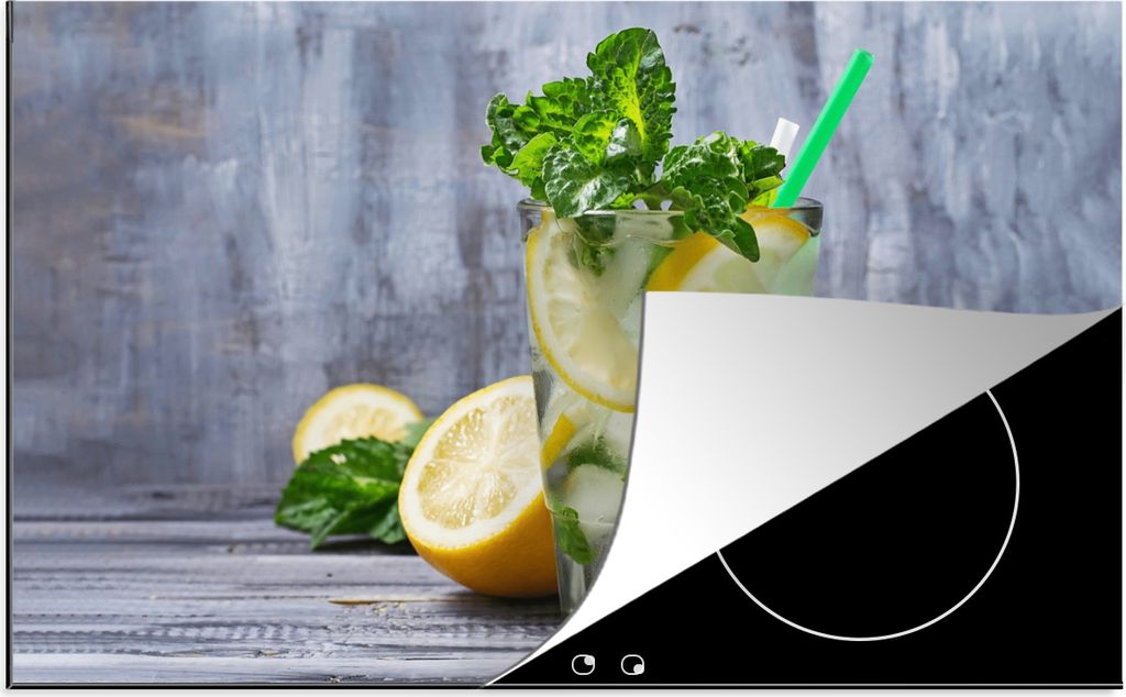 KitchenYeah Herdabdeckplatte Cocktail - Früchte - Kräuter , 91x52cm, Küche Deko, Glaskeramikkochfeld Herdabdeckung, Abdeckplatte fùr Kochfeld