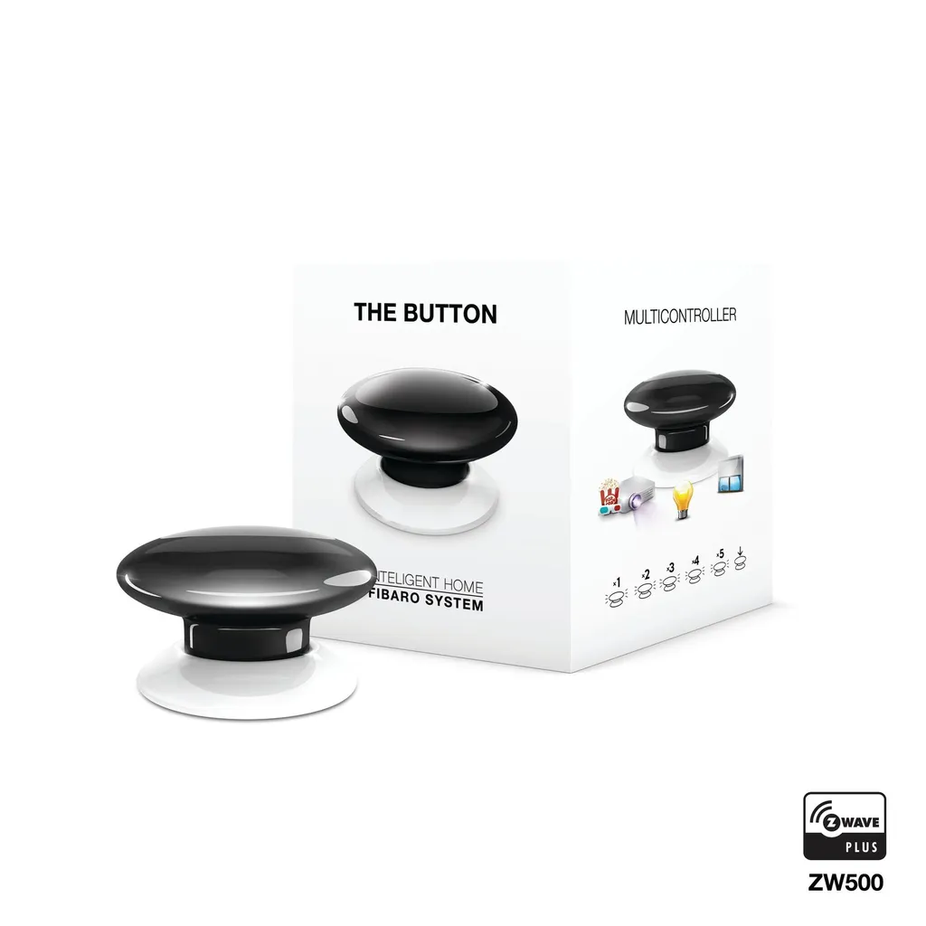 Bouton de commande Z-Wave Fibaro Button multifonction coloris noir bleu