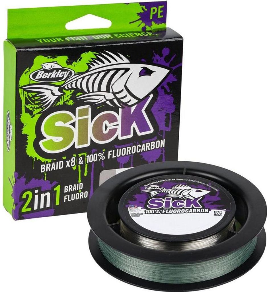 Berkley Sick 2in1 Braid 150 m 0,08 & Fluorocarbon 50 m 0,30 mm