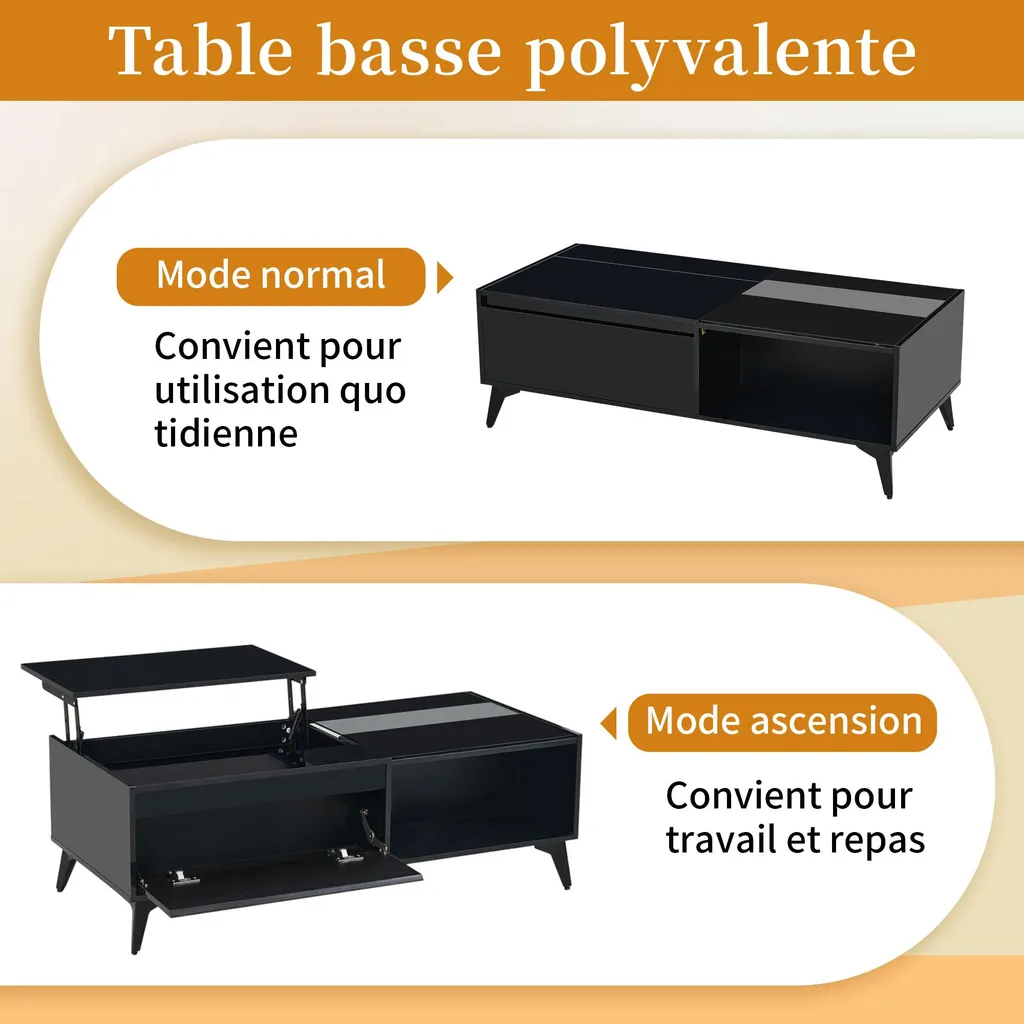 Table Basse Relevable Idéale pour Manger ou Travailler dans votre Salon - 5