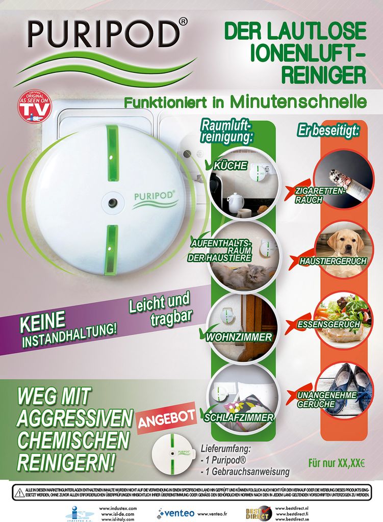 PURIPOD® - der lautlose Ionen - Luftreiniger in Produktbild 13