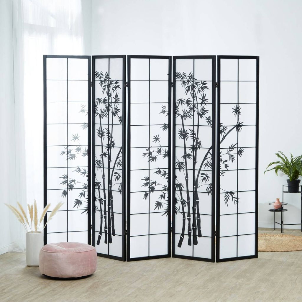 Homestyle4u Paravent Raumteiler 5 teilig|Sichtschutz|Holz Produktbild 