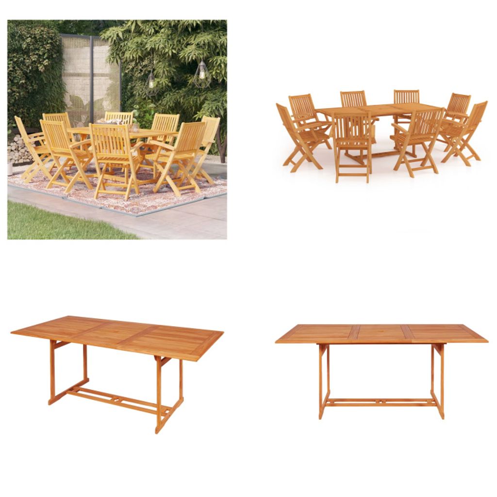 vidaXL 9 tlg. Garten Essgruppe Massivholz Teak - Garten-Essgruppe - Garten-Essgruppen - Gartenmöbel-Set - Gartenmöbel-Sets