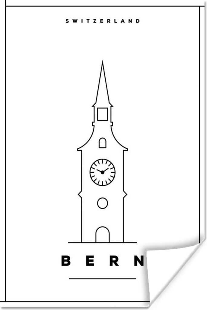 MuchoWow Poster Uhr - Minimalismus - Schweiz 20x30 cm - Papierdruck