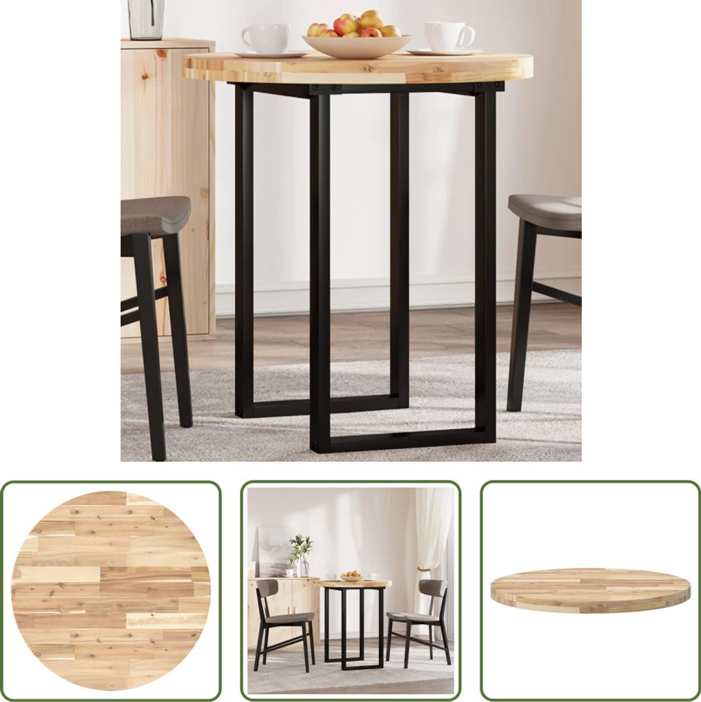 The Living Store Tischplatte Rund Ø70x4 cm Massivholz Akazie